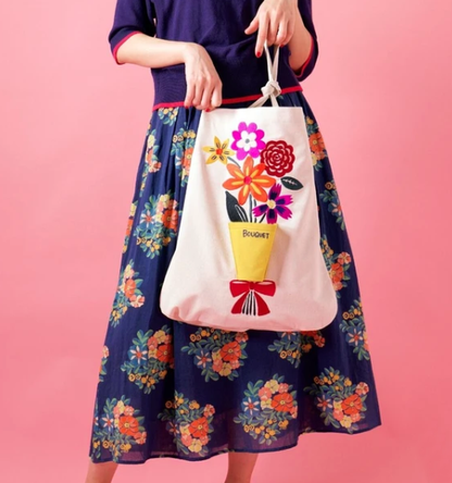 Embroidered Tote Bag - Bouquet