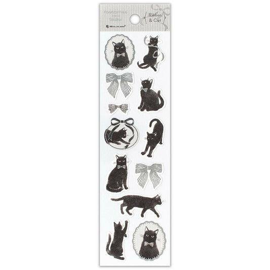 NB Co. Ltd. - Foil Monomee Stickers - Ribbon and Cat