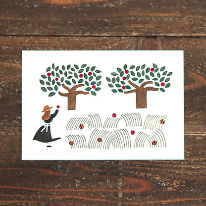 Cozyca - Foil-Stamped Postcard - Necktie - Apple Orchard