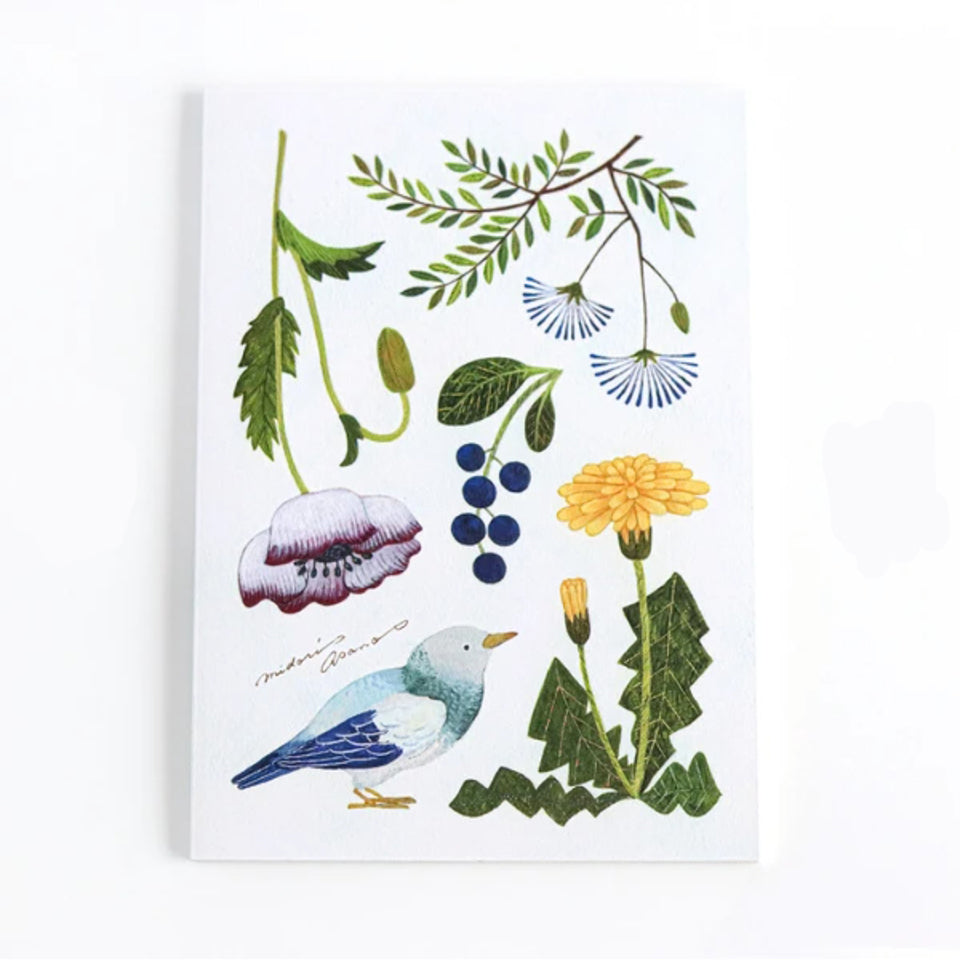 Cozyca Bird with Wildflowers Notebook - A5 5mm Grid