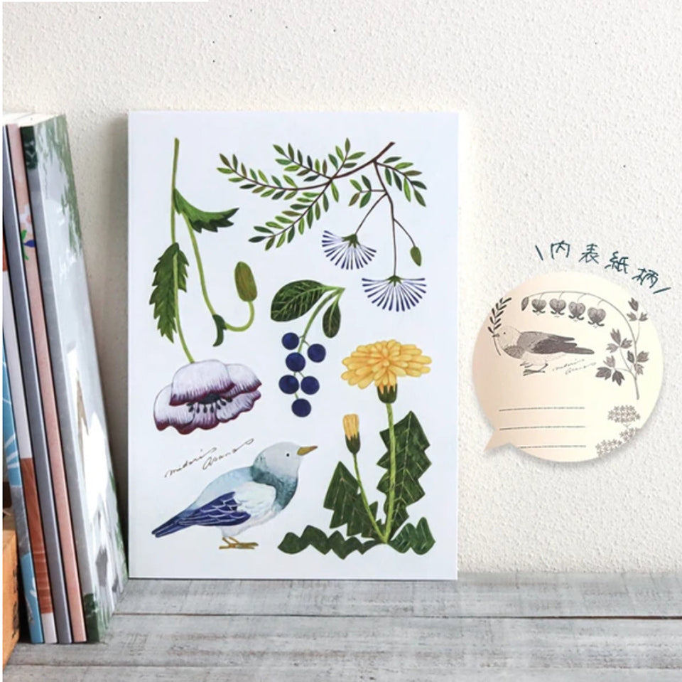 Cozyca Bird with Wildflowers Notebook - A5 5mm Grid