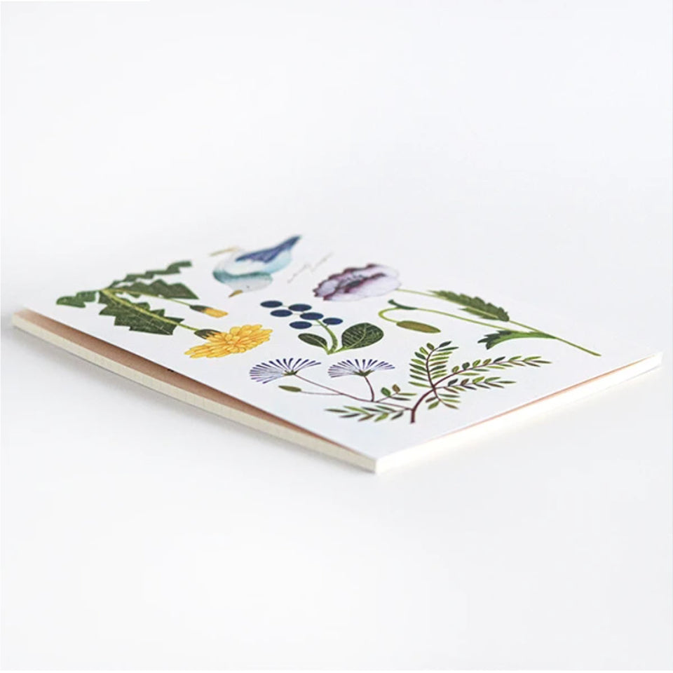 Cozyca Bird with Wildflowers Notebook - A5 5mm Grid