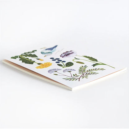 Cozyca Bird with Wildflowers Notebook - A5 5mm Grid