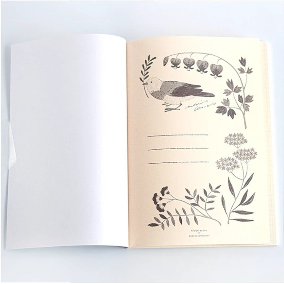 Cozyca Bird with Wildflowers Notebook - A5 5mm Grid