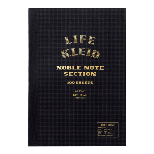 Life x Kleid Noble Notebook 2mm Grid - A5 BLACK