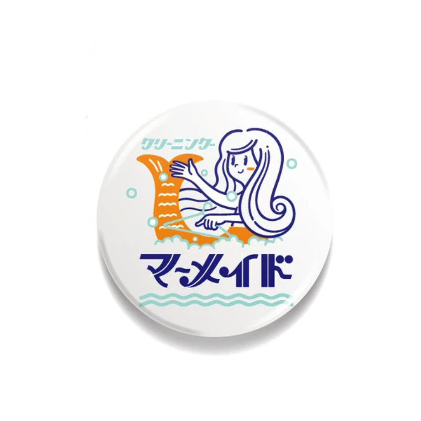 OB1TOY x General Sticker Co Ltd. - Retro Shopping Street Badge Pin - Mermaid Cleaning Service