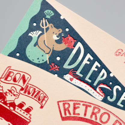 OB1 - Foil-Stamped Postcard - Bear's Travels