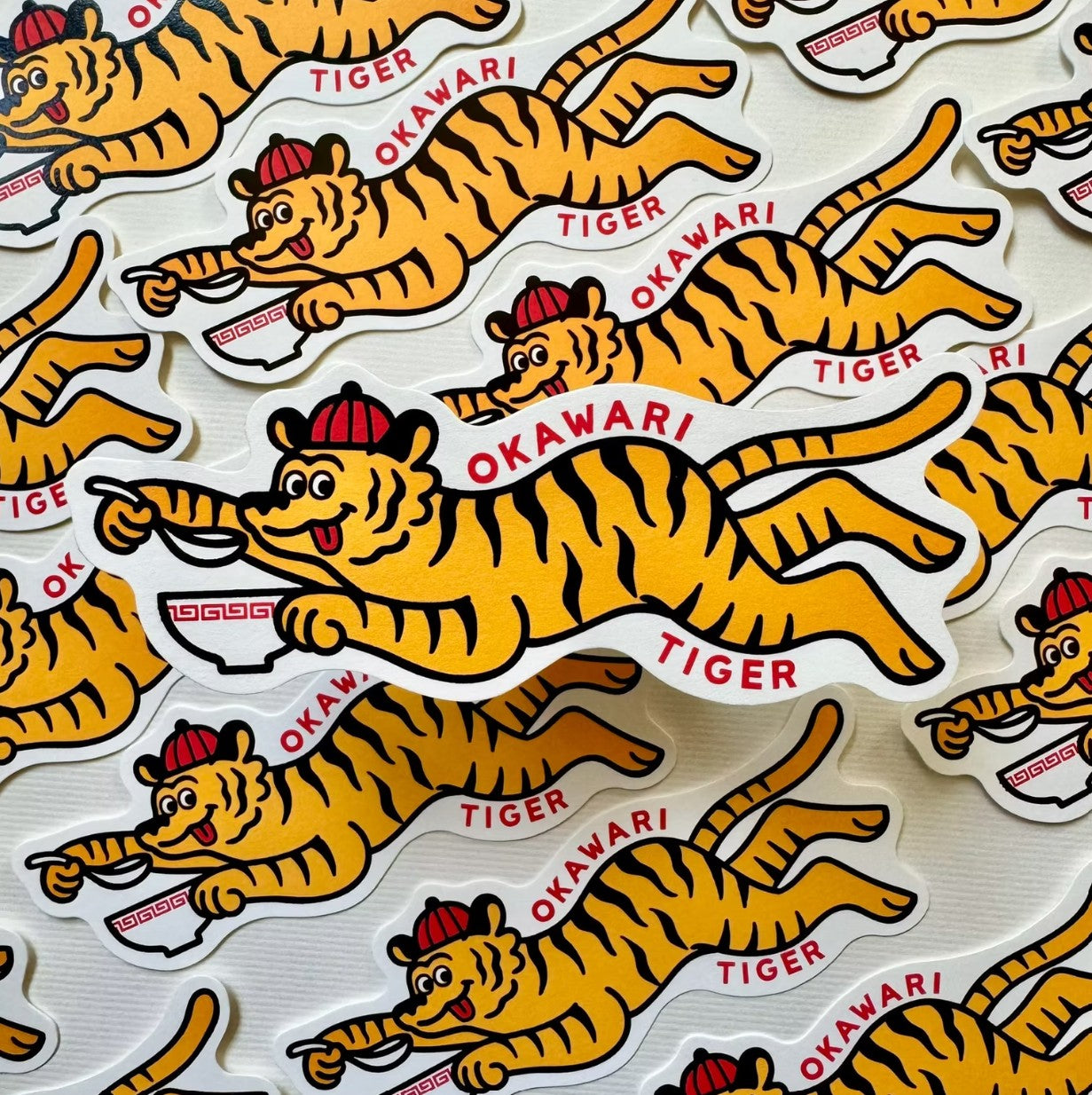OB1TOY x General Sticker Co Ltd. - Retro Shopping Street Mini Sticker - Okawari Tiger