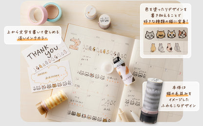 PLUS Deco Roller Stamp - Limited Edition Neko Roll - Cat back