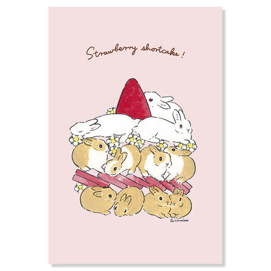 Rabbit Postcard - Strawberry Shortcake