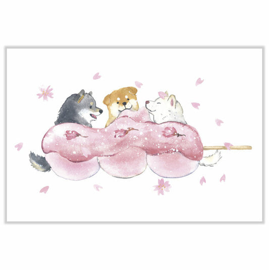 Shiba Sakura Postcard - Dango