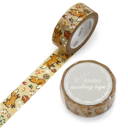 SAIEN - Washi Tape - Fox and Fallen Leaves