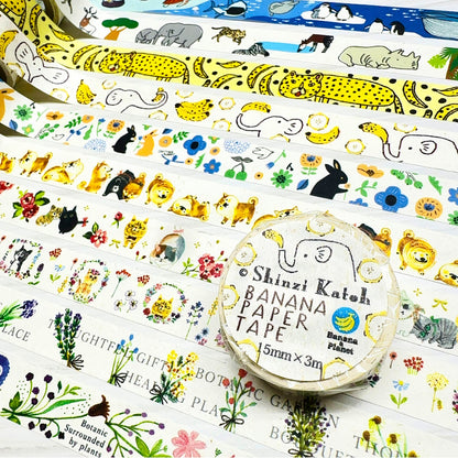 SEAL-DO Shinzi Katoh Banana Paper Washi Tape - Chaton Bloom Cats