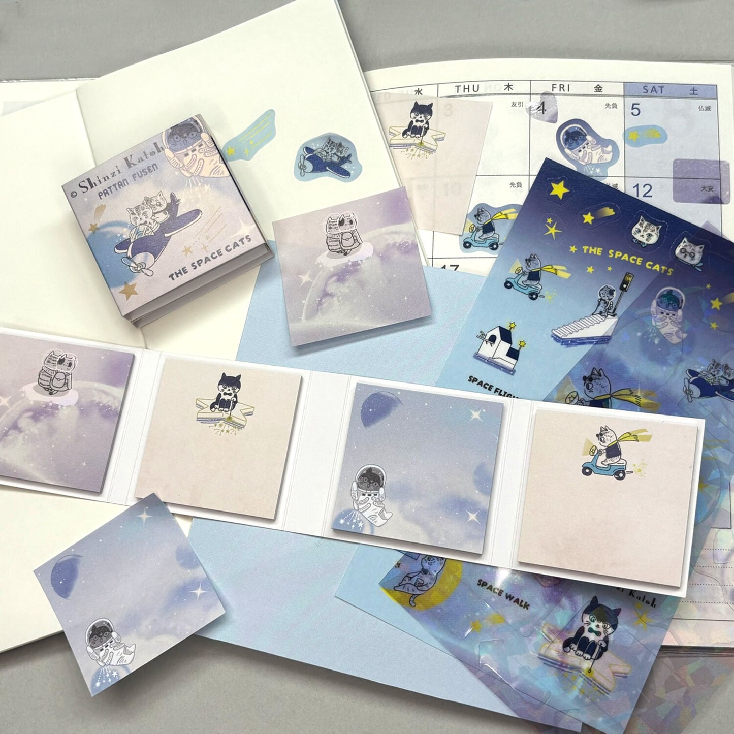 SEAL-DO Shinzi Katoh Sticky Notes - The Space Cats