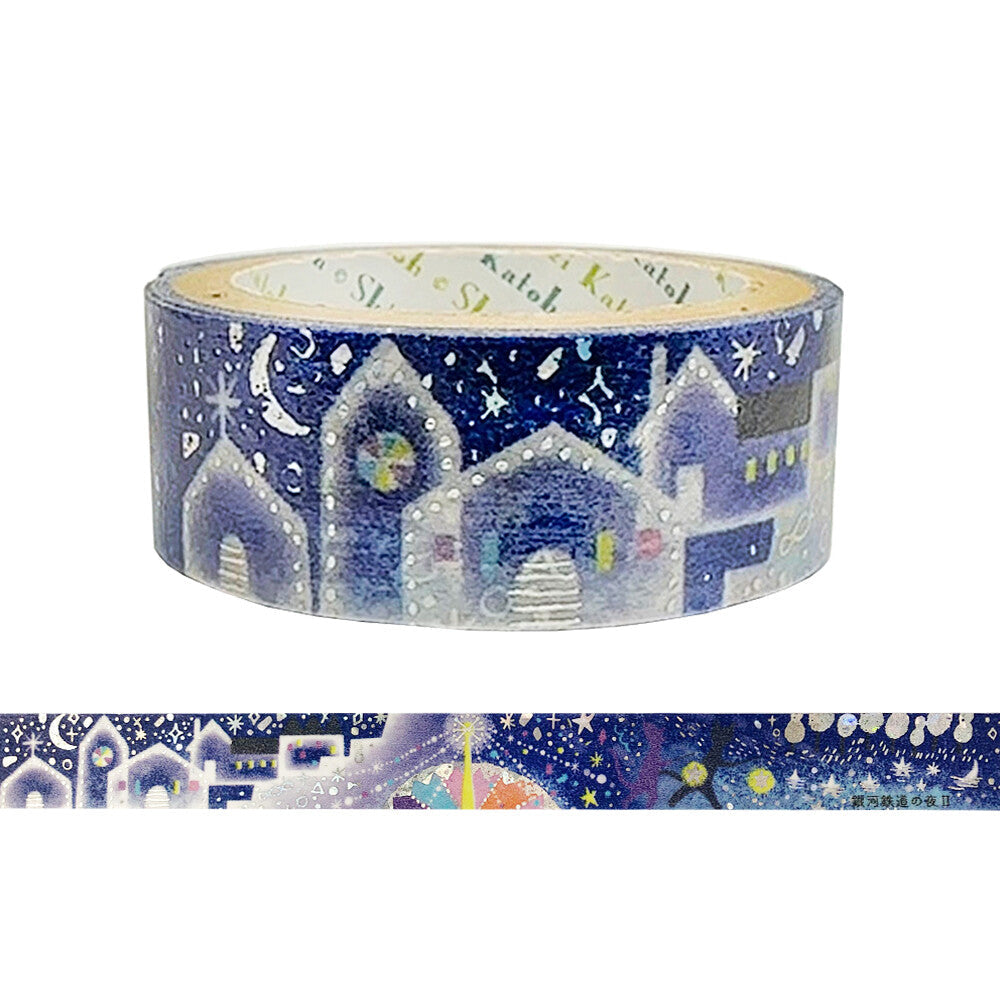 Decorative tape with night scene design  on a white background