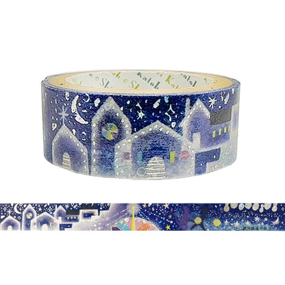 Decorative tape with night scene design  on a white background