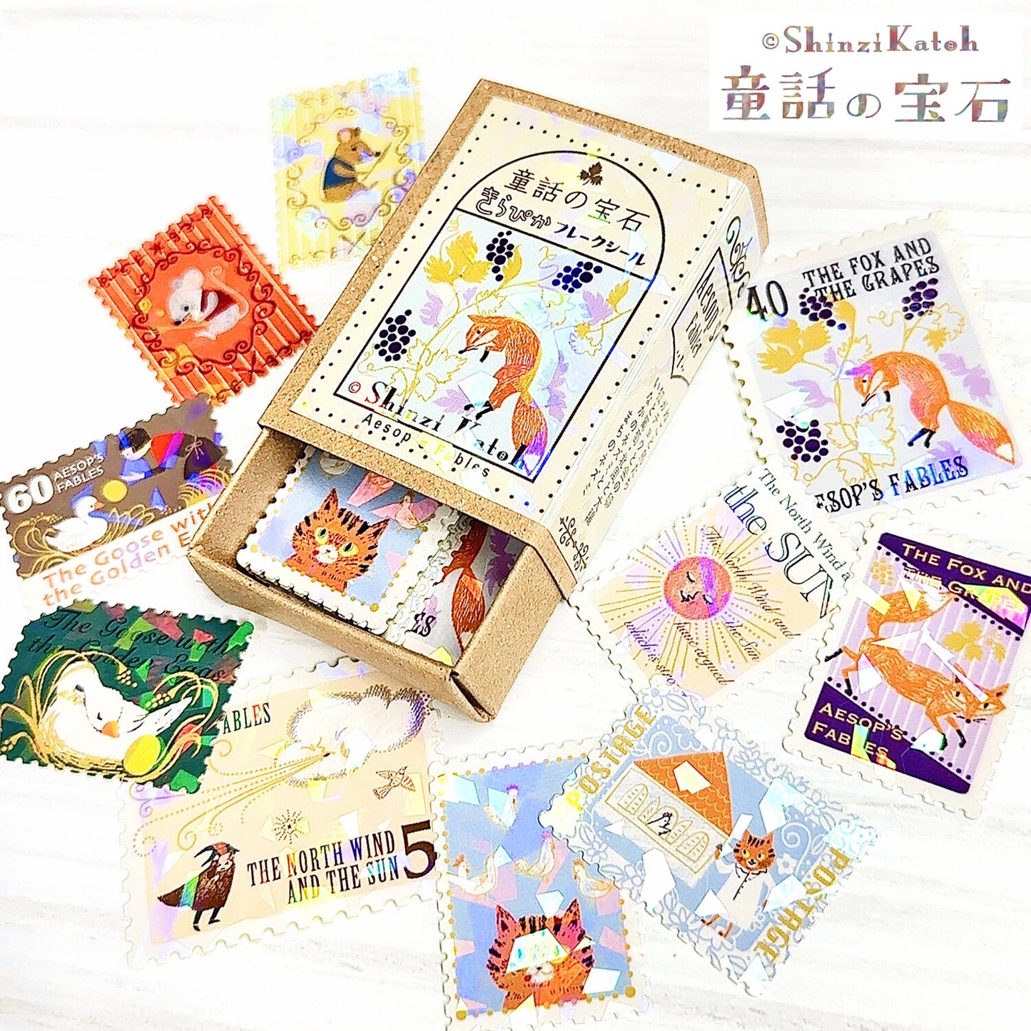 SEAL-DO Shinzi Katoh - Fairy Tales Flake Stickers - Aesop's Fables 1