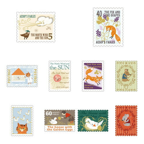 SEAL-DO Shinzi Katoh - Fairy Tales Flake Stickers - Aesop's Fables 1