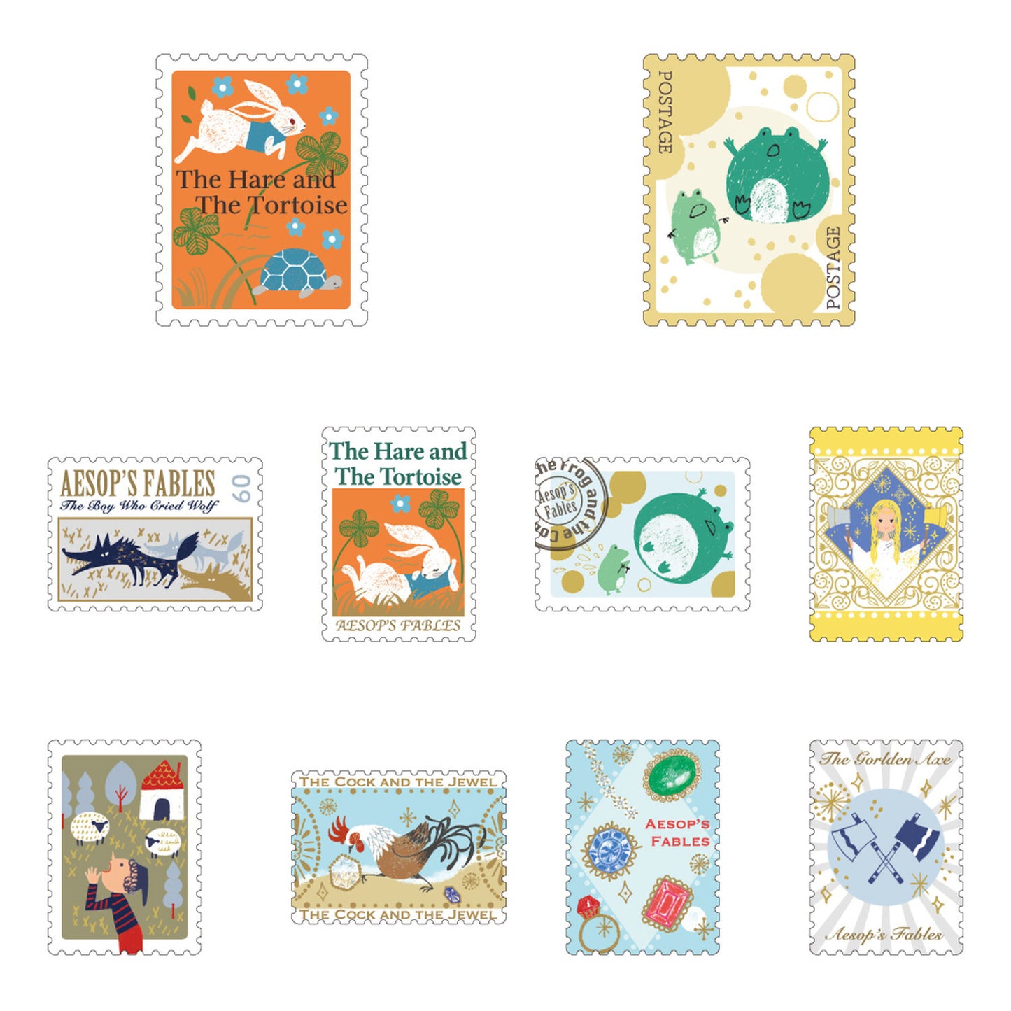 SEAL-DO Shinzi Katoh - Fairy Tales Flake Stickers - Aesop's Fables 2