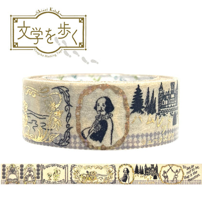 Decorative tape with Shakespeare design and text on a white background
