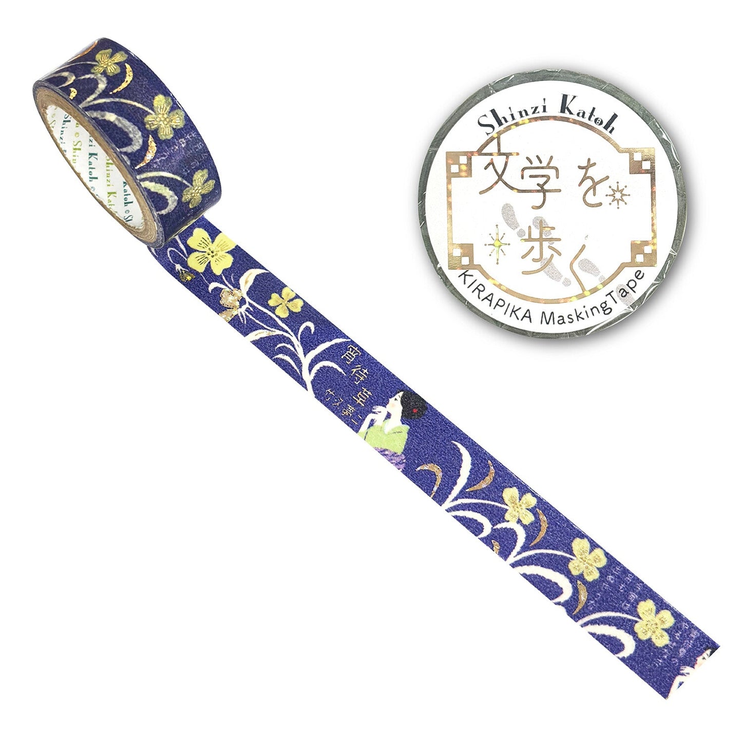 Decorative tape with floral design on a white background