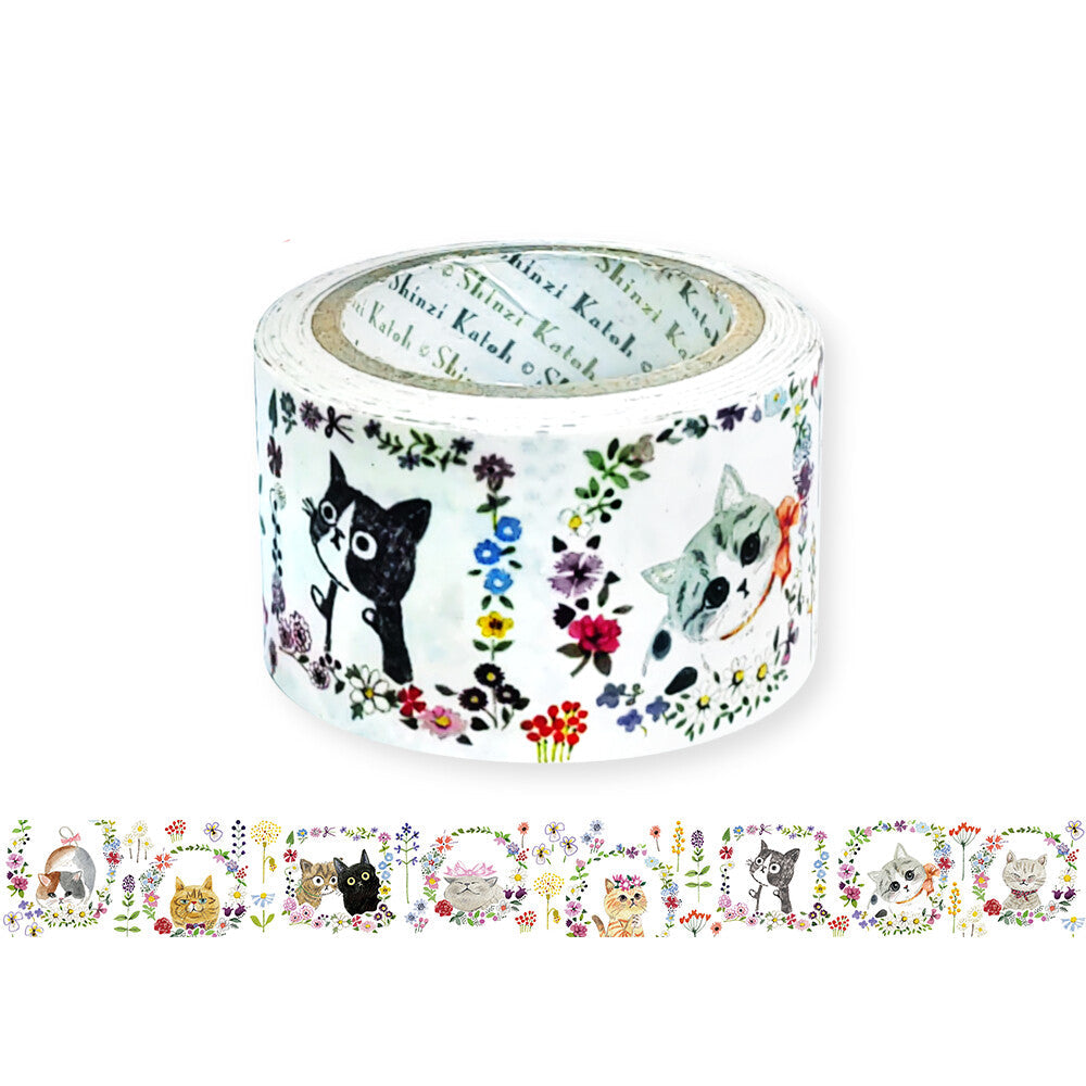 SEAL-DO Shinzi Katoh Kraft Washi Tape - Chaton Flower Cats