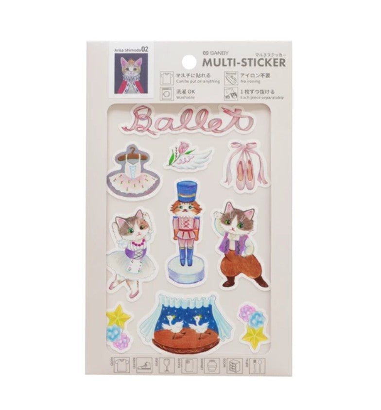 Sanby x Arisa Shimoda Collaboration - Multi-Stickers - Ballet Cats