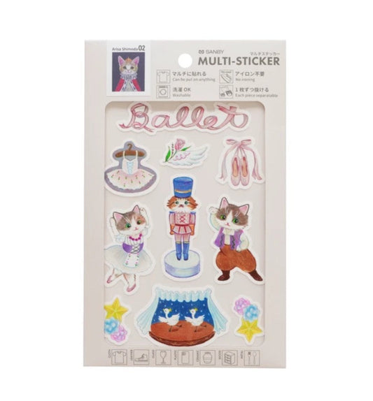 Sanby x Arisa Shimoda Collaboration - Multi-Stickers - Ballet Cats