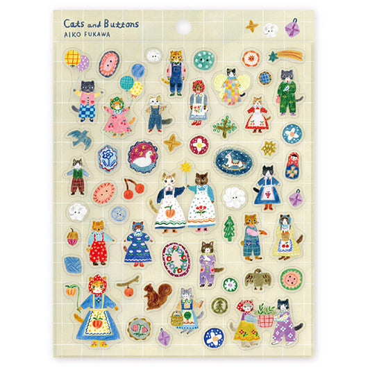 Cozyca - Aiko Fukawa - Cats and Buttons Stickers