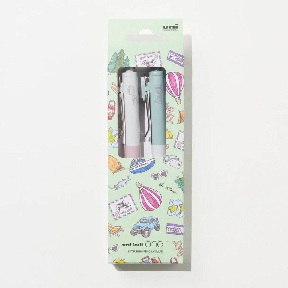 Uni-Ball One x Ena Kakuta - Limited Edition 0.38mm Gel Pens 2 Piece Set - Green Box