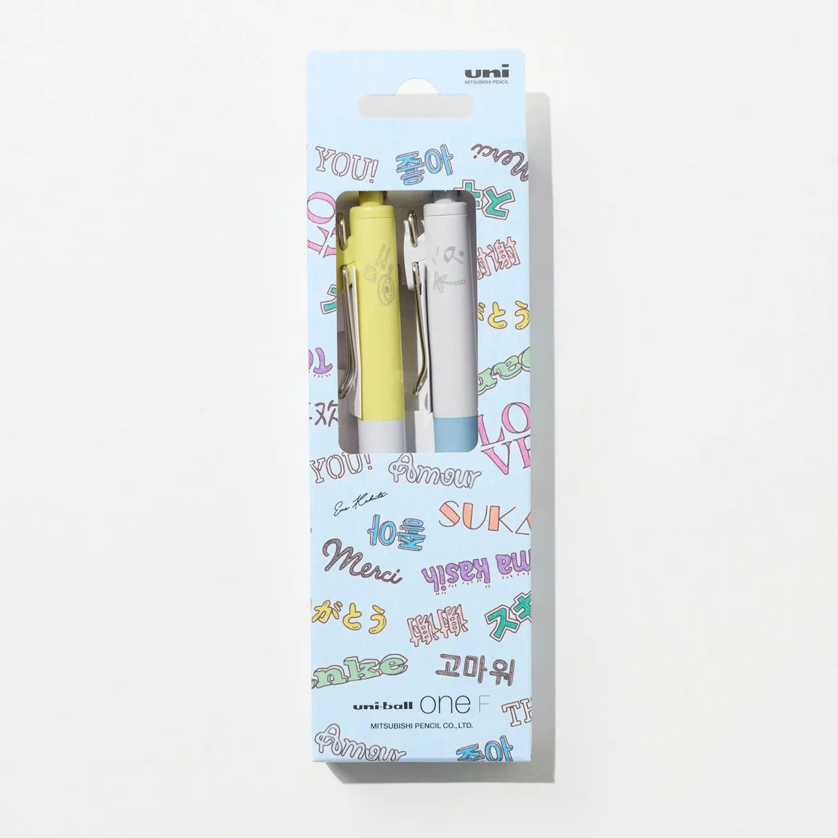 Uni-Ball One x Ena Kakuta - Limited Edition 0.38mm Gel Pens 2 Piece Set - Blue Box