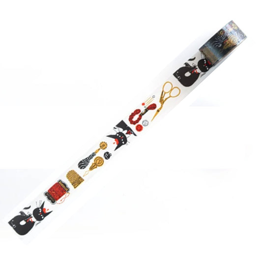 Cozyca Clear Tape - Black Cat Robin - Sewing
