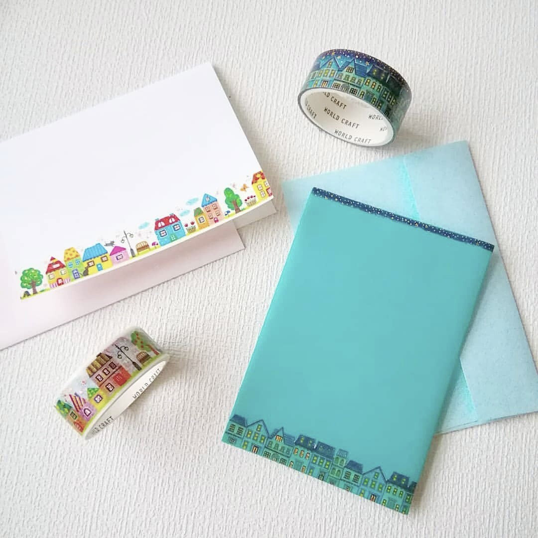World Craft - Foil-Stamped Washi Tape - Daylight (Houses)