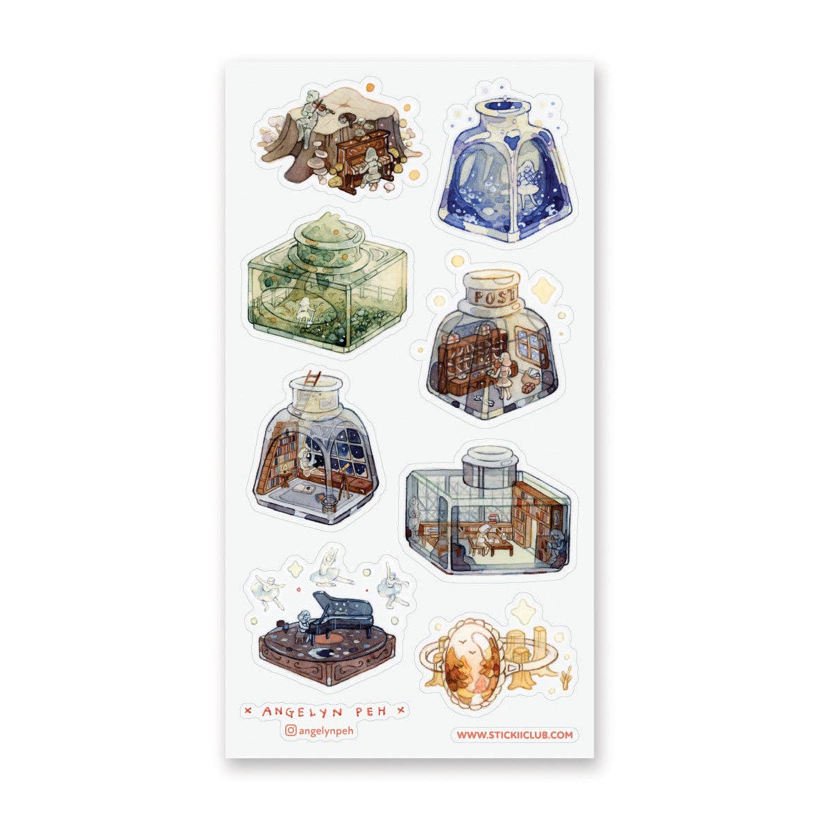 STICKII - Sticker sheet - Angelyn Peh - Ink Bottle Worlds