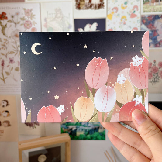 Cherry Rabbit - Postcard - Tulips & Rabbits