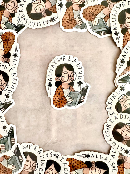 Book Moth Press - Sticker - Always Reading Books