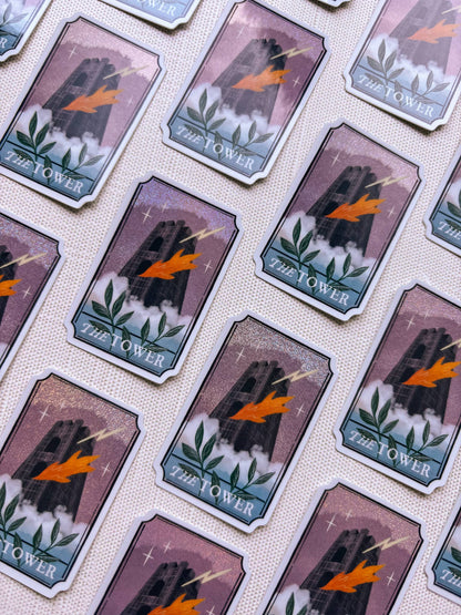 Lantern Print Co. - Holographic Sticker - Tower Tarot Card