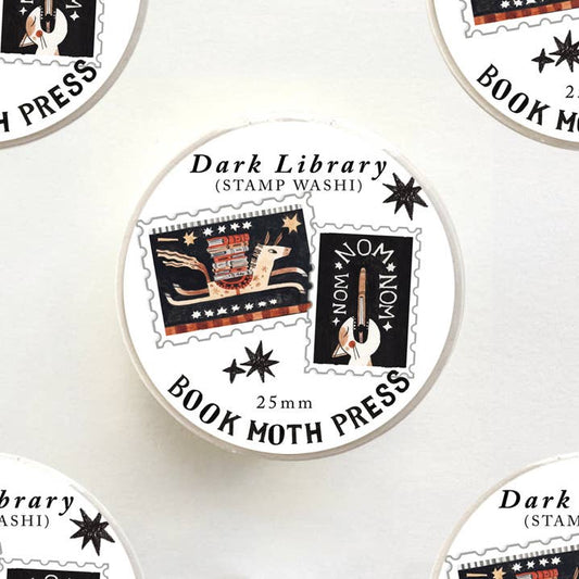 Book Moth Press - Washi Tape - Dark Library Stamp