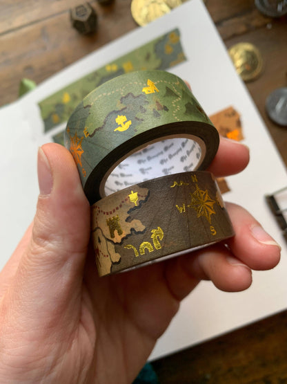 The Creeping Moon - Foil-Stamped Washi Tape - Fantasy Maps - Brown