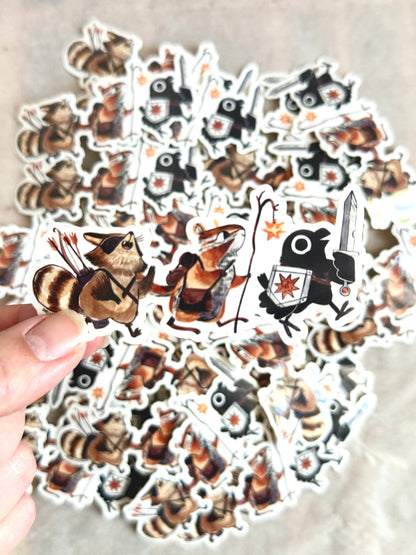 Book Moth Press - Sticker - Adventuring party - Raccoon and Crow