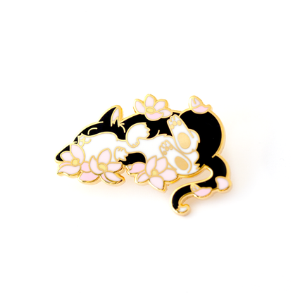 Shoal - Enamel Pin - Loki Cat - Flower Frolic