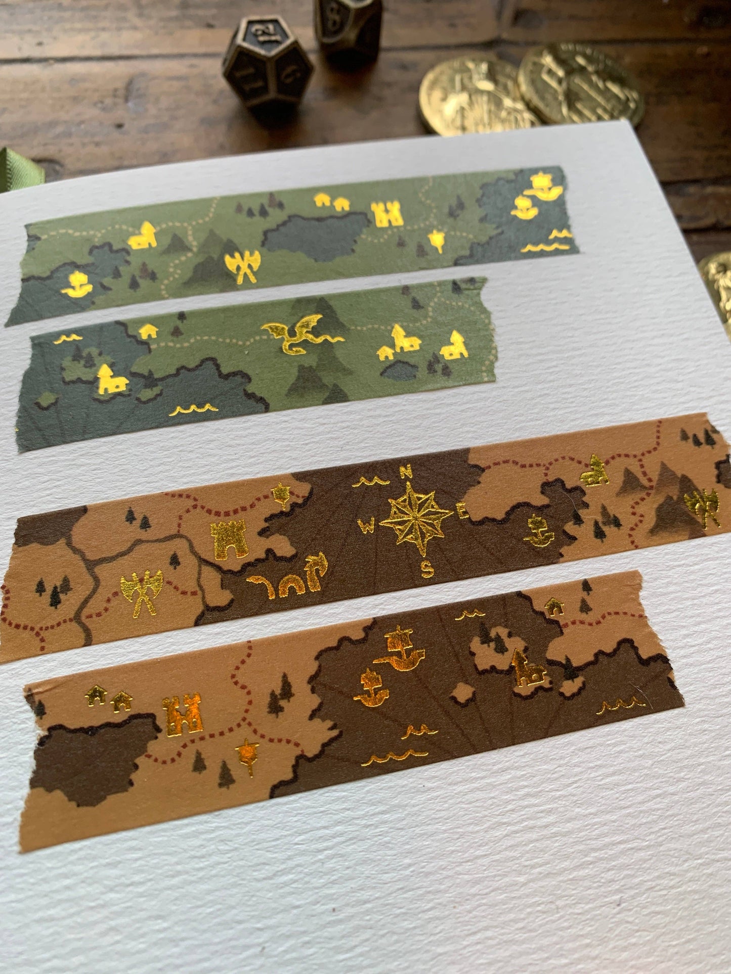 The Creeping Moon - Foil-Stamped Washi Tape - Fantasy Maps - Brown
