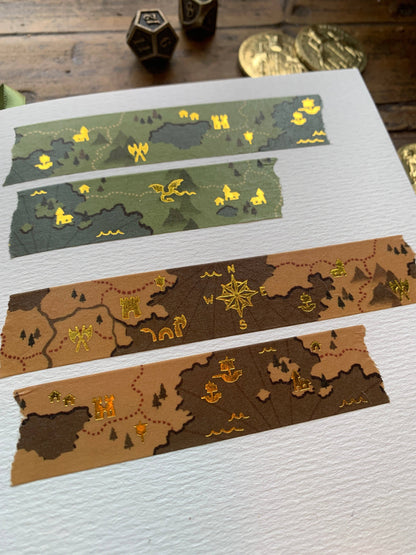 The Creeping Moon - Foil-Stamped Washi Tape - Fantasy Maps - Brown