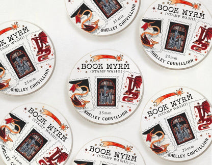 Book Moth Press - Stamp Washi Tape - Book Wyrm/Dragons