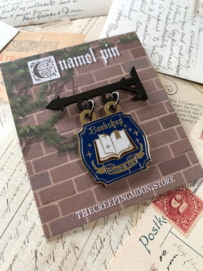 The Creeping Moon - Enamel Pin - Bookshop Sign