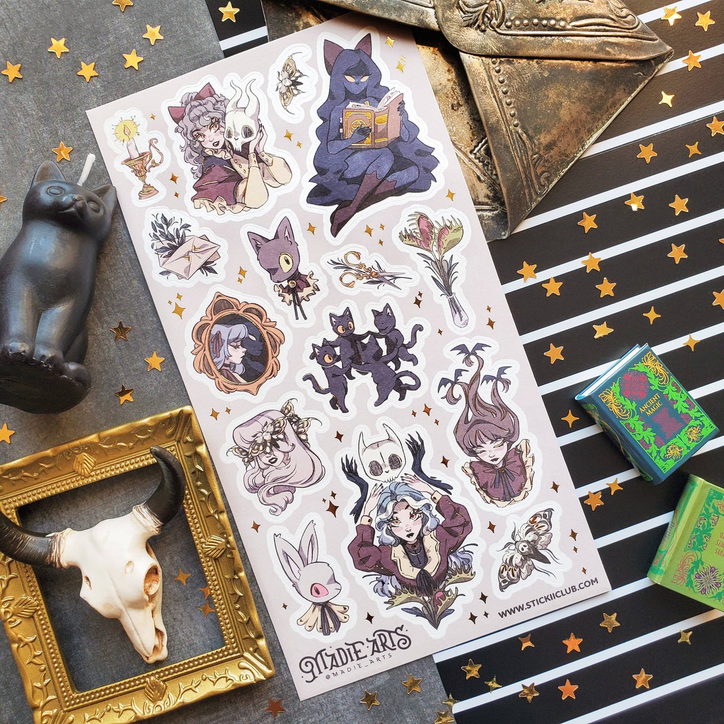 STICKII - Sticker Sheet - Madie Arts - Curious Cat Coven