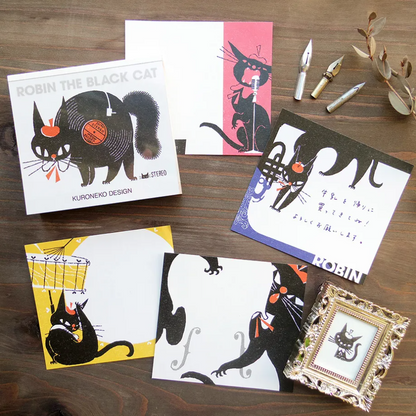 Cozyca - Block Memo Pad - Kuroneko Design - Robin the Black Cat