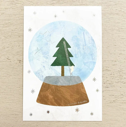 Cozyca - Foil-Stamped Postcard - Mariko Fukuoka - Snow Globe
