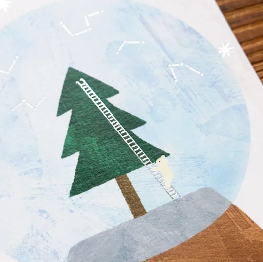 Cozyca - Foil-Stamped Postcard - Mariko Fukuoka - Snow Globe