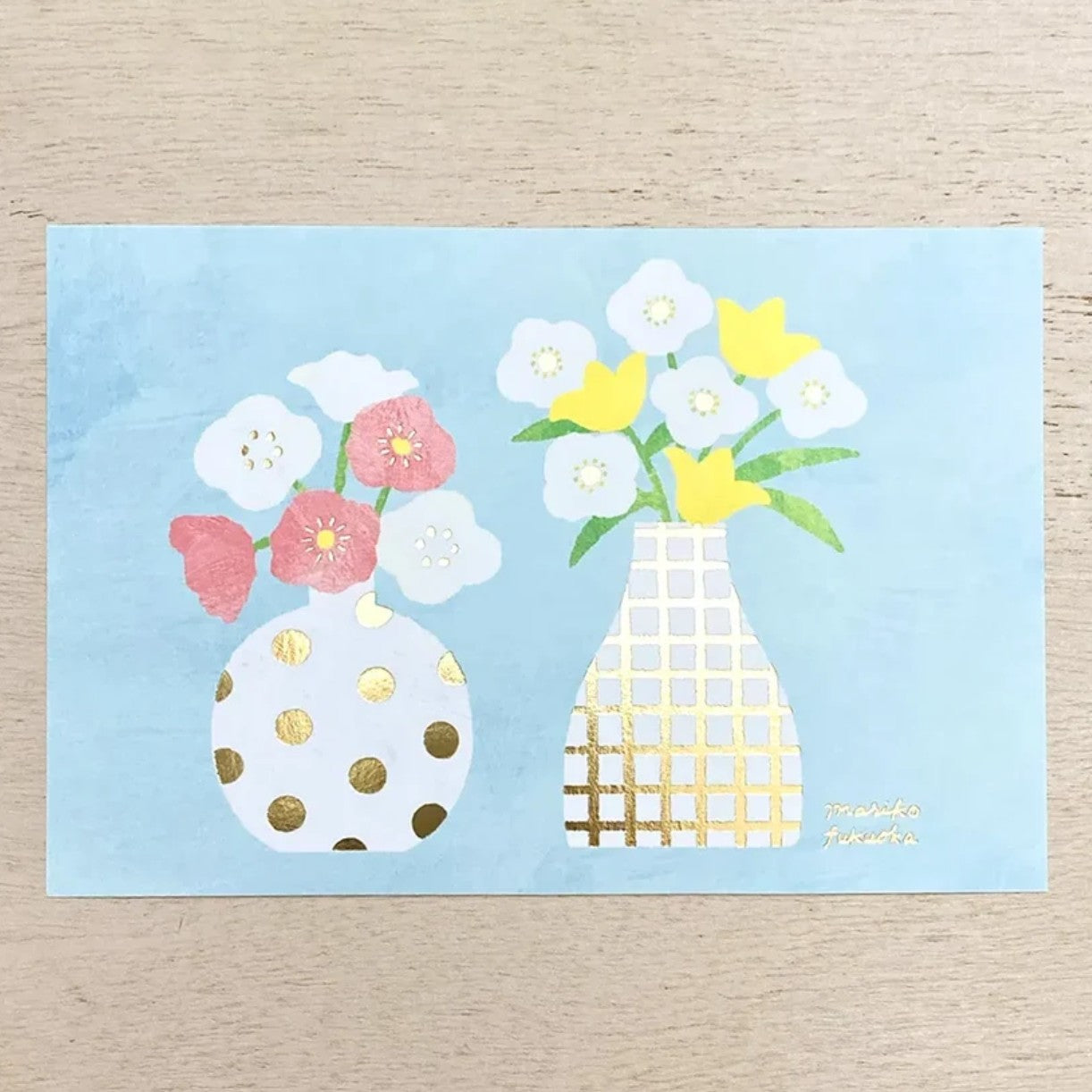 Cozyca - Foil-Stamped Postcard - Mariko Fukuoka - Vase